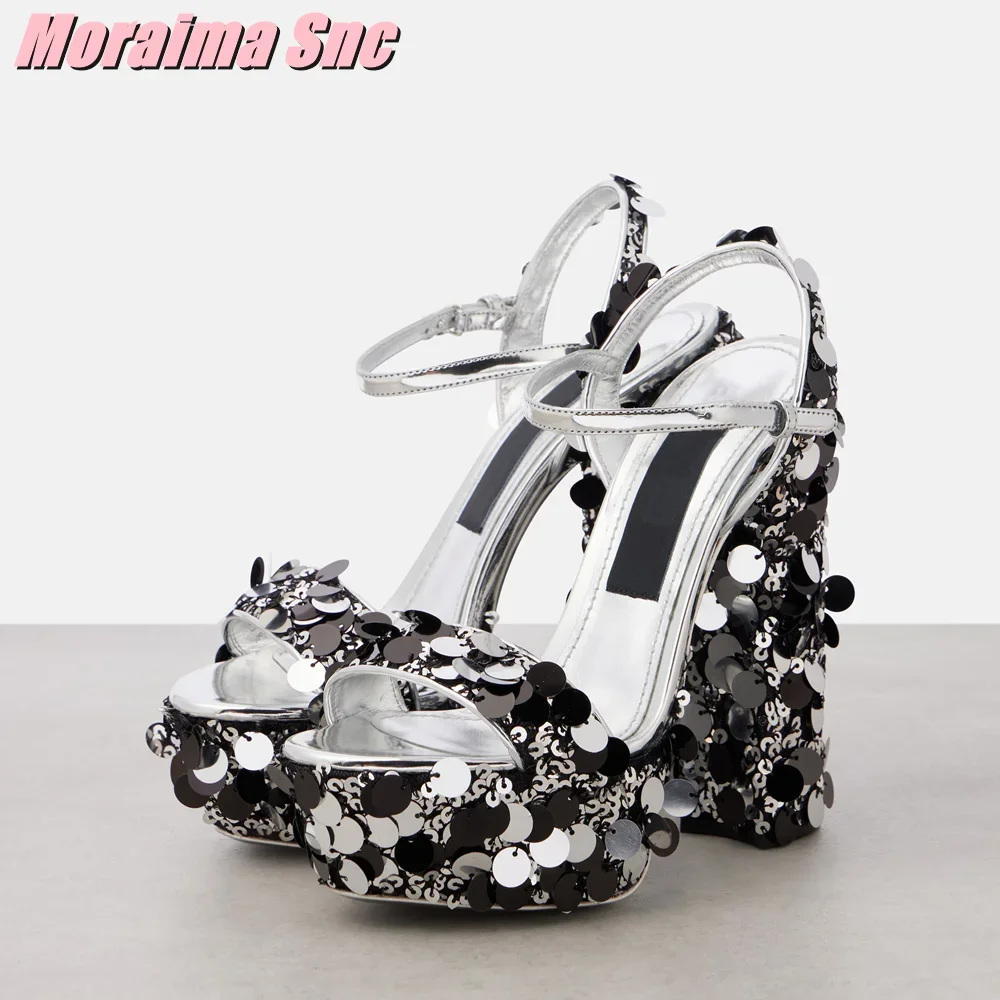 Sequined Bling Platform Sandal - Summer Clothing Stores review and price